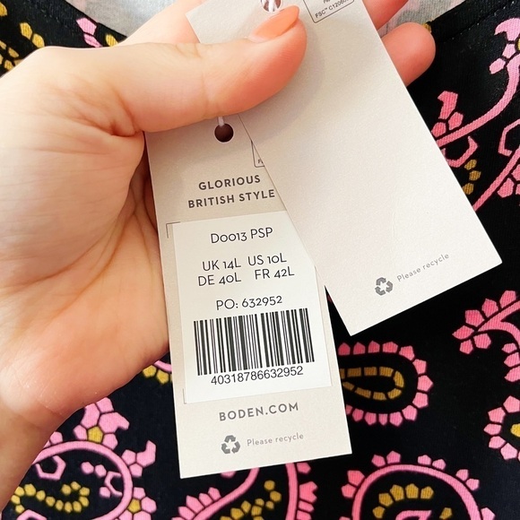 Boden NEW Women’s Evelyn Jersey Midi Dress Azalea Intricate Paisley Black 10L - Picture 12 of 16